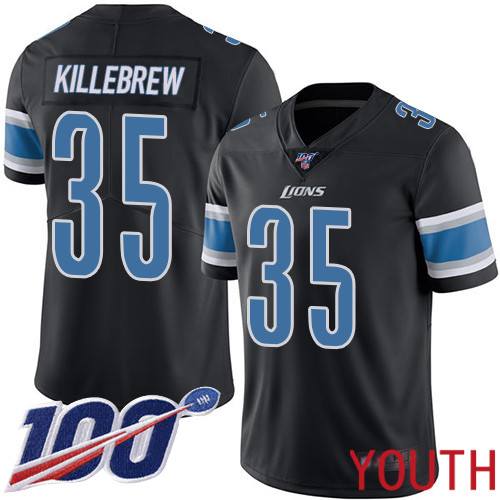 Detroit Lions Limited Black Youth Miles Killebrew Jersey NFL Football #35 100th Season Rush Vapor Untouchable->youth nfl jersey->Youth Jersey